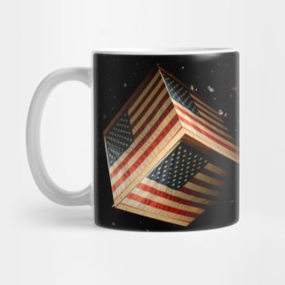 American Flag Cube in Space Mug